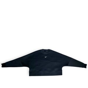 Nike Pro Women's Black Cropped Crewneck Top With Mesh Swoosh On Back